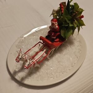 Vintage 1960's Santa Sleigh Centerpiece with Reindeer